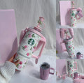 Starbucks China 2026 Rose Garden series double spout stainless steel cup with mini cup pendant