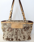 Coach Horse and Carriage Script Pleated Tote Bag