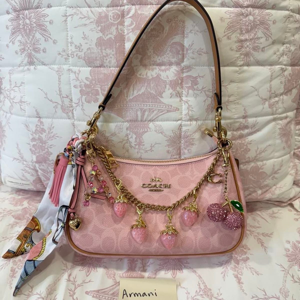 Coach Teri Shoulder Bag in Pink (Includes charms)