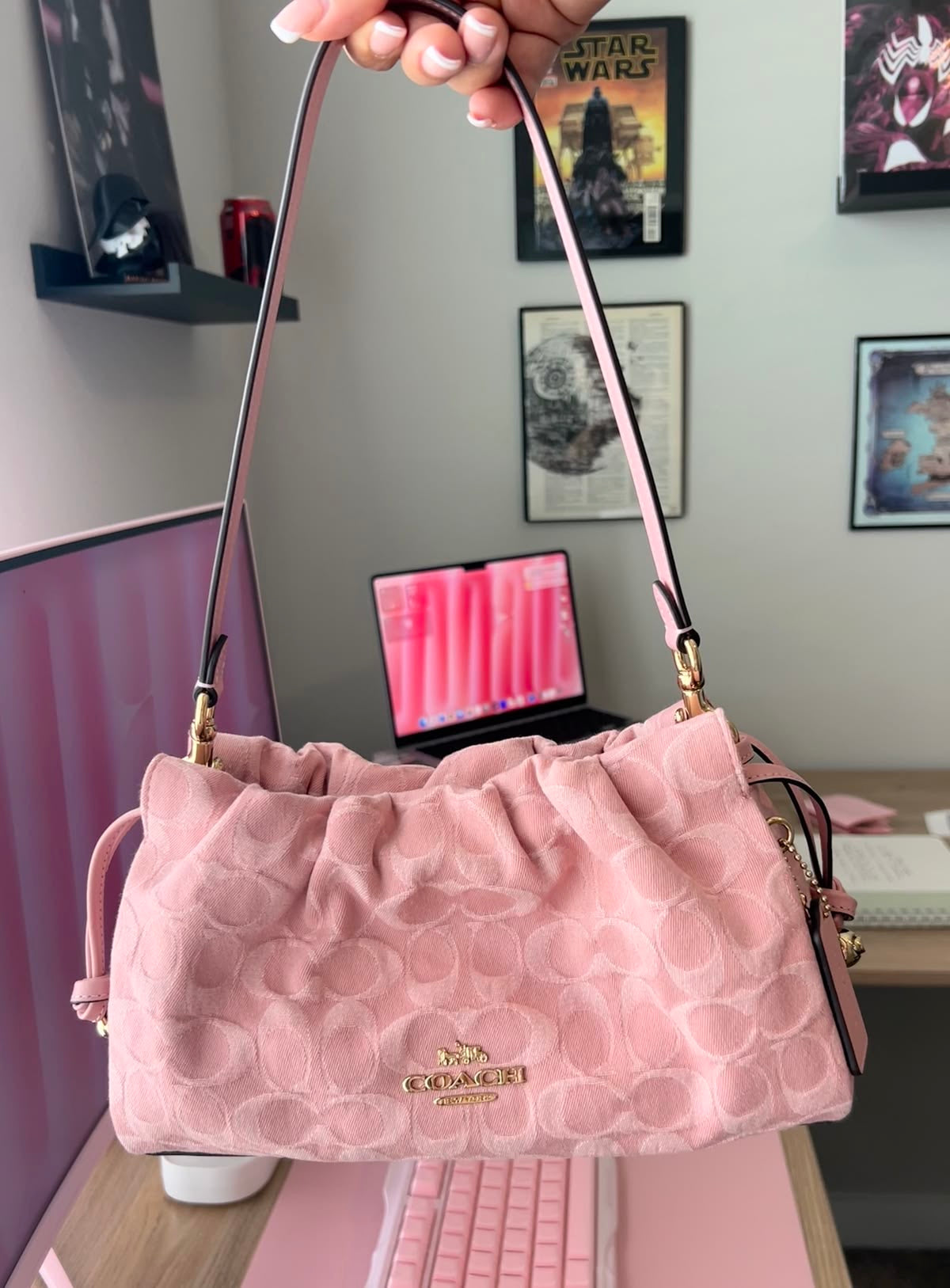 Coach Faye Shoulder Bag in Signature Denim Pink
