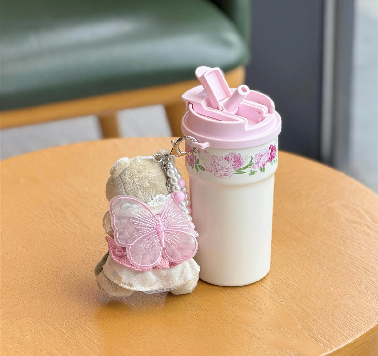 Starbucks China 2026 Bearista plush keychain paired with a matching thermal tumbler
