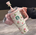 Starbucks China 2026 Rose Garden series double spout stainless steel cup with mini cup pendant