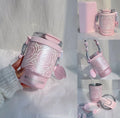 Starbucks China Exclusive Pink "Wanhua Meijing" Stainless Steel Tumbler with Dual-Drinking Lid & Pink Woven Strap