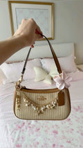 Coach Teri Shoulder Bag in Straw (charms included)